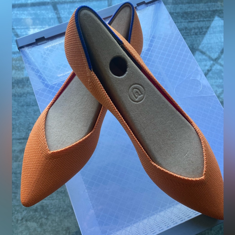NWT Rothy’s Portobello Pointed Toe Flats Tangerine Orange